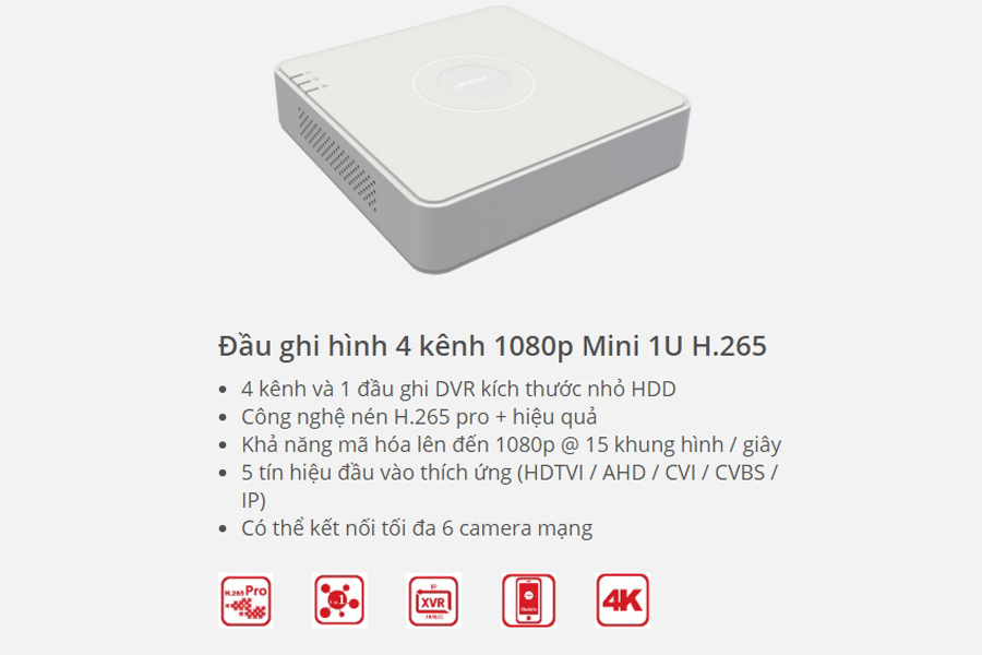 Đầu ghi hikvision ip 4 kênh
