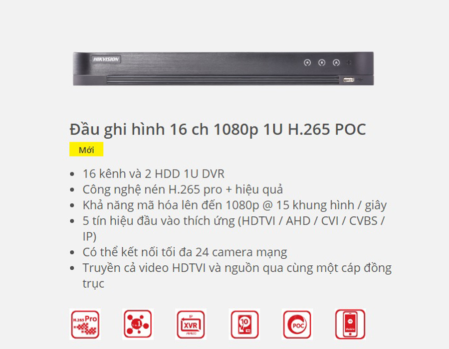 Đầu ghi 16 kênh hikvision