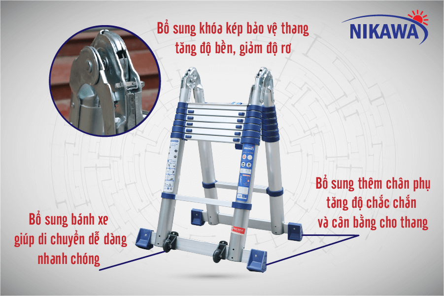 Thang nhôm rút đôi Nikawa NK-50AI-Pri 3 thang nhom rut doi nikawa nk 50ai pri